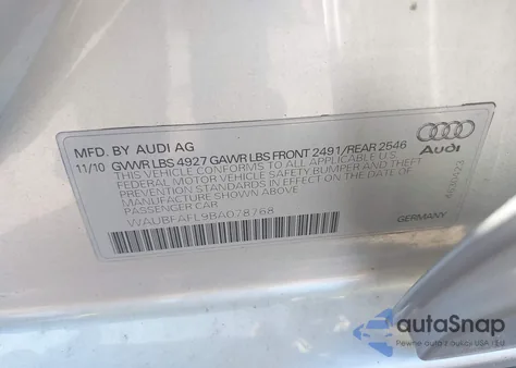 2011 Audi A4 Premium из США, поврежденный, VIN WAUBFAFL9BA078768